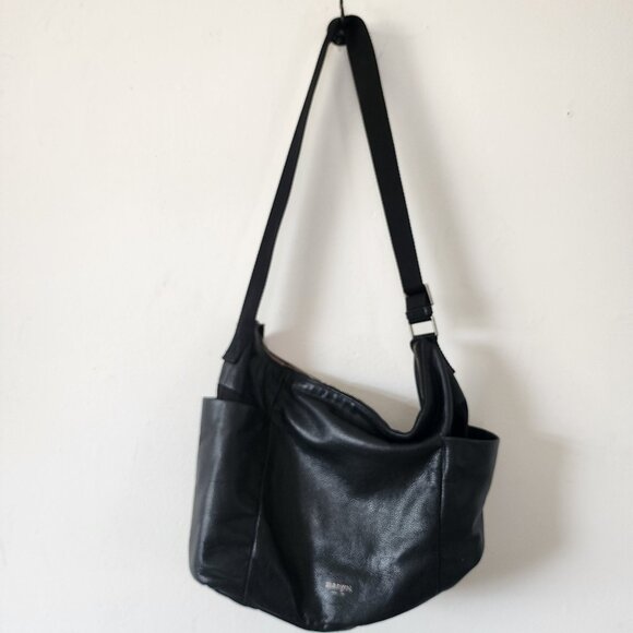 Womens Margot Crossbody Hobo Bag Purse Black 16" x 12" - Picture 3 of 7